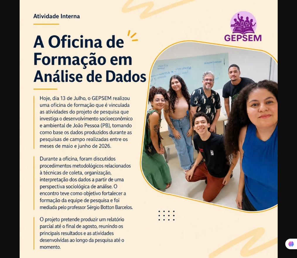 Oficina de Formação em Análise de Dados do GEPSEM