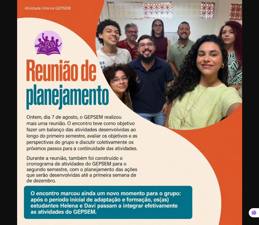 Equipe do GEPSEM durante reunião de planejamento
